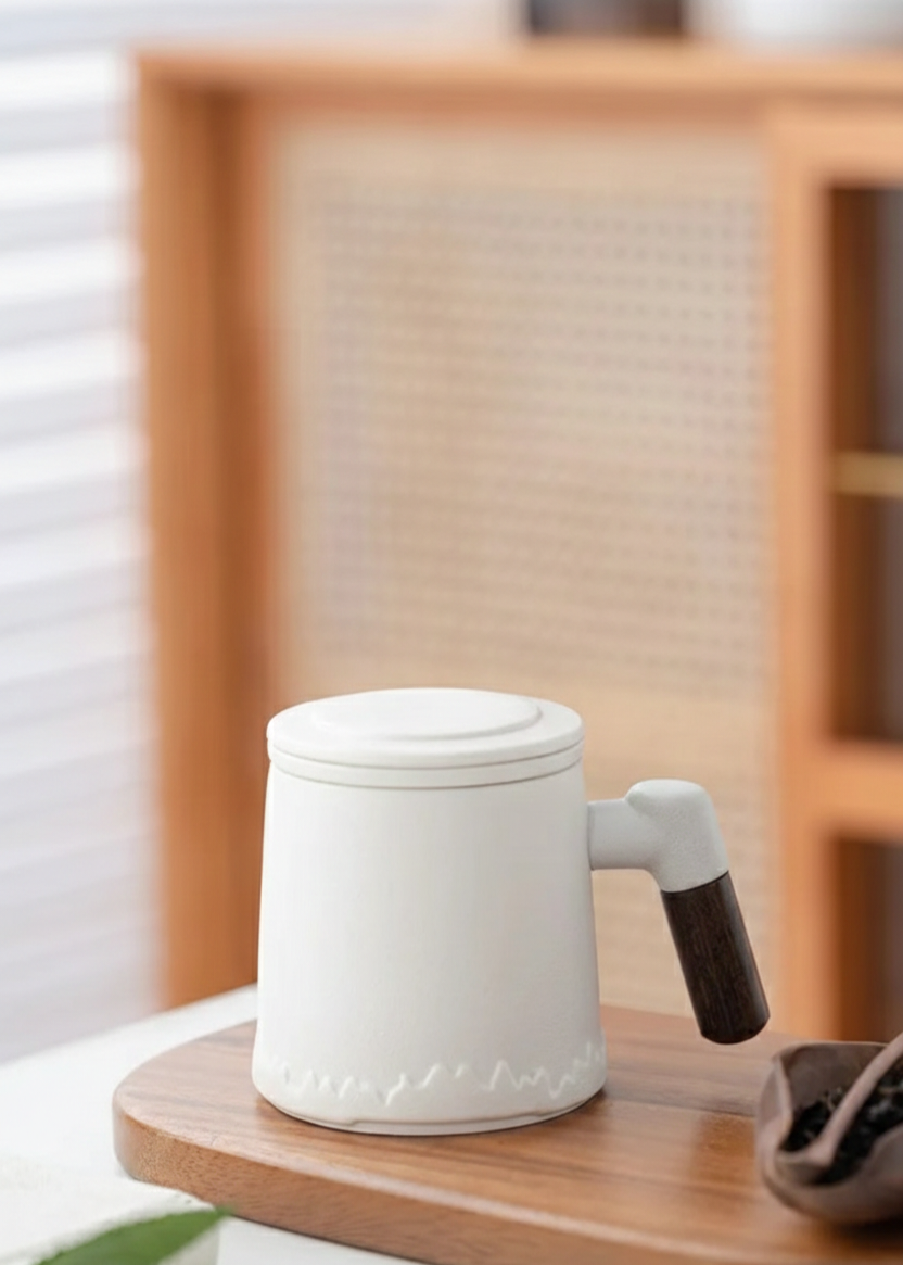 Tasse de Bureau 400ml en Céramique | Filtre | Anti-Taches & Couvercle - ThéZen Pro ThéZen Pro