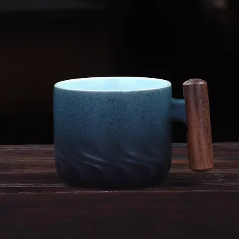 Tasses artisanales et raffinées, tasses vintage à anse en bois, mugs...