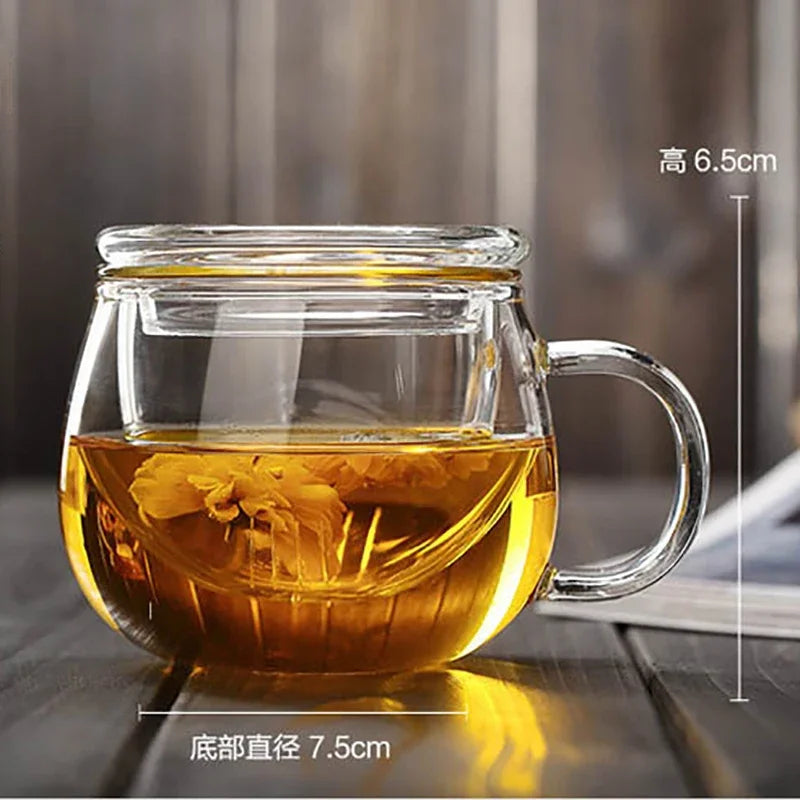 Tasse à thé en verre transparent avec couvercle, filtre infuseur, verrerie en Borosilicate pour votre infusion ThézenPro.