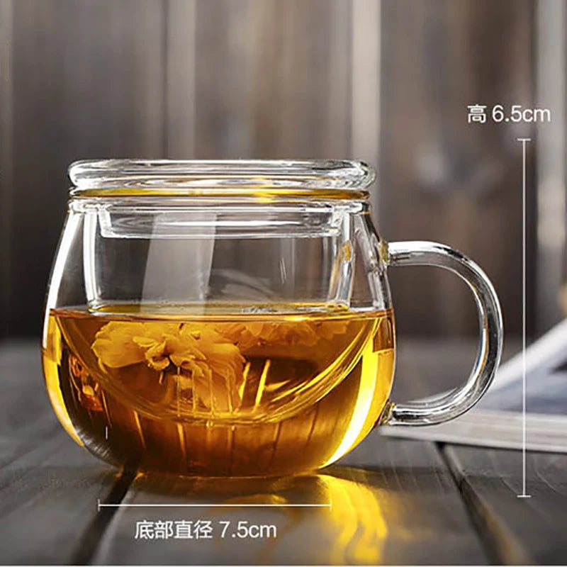Tasse à thé en verre transparent avec couvercle, filtre infuseur, verrerie en Borosilicate pour votre infusion ThézenPro.