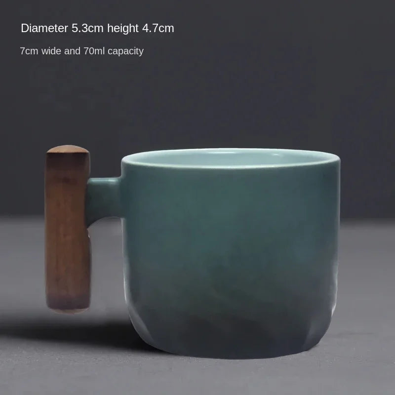 Tasses artisanales et raffinées, tasses vintage à anse en bois, mugs...