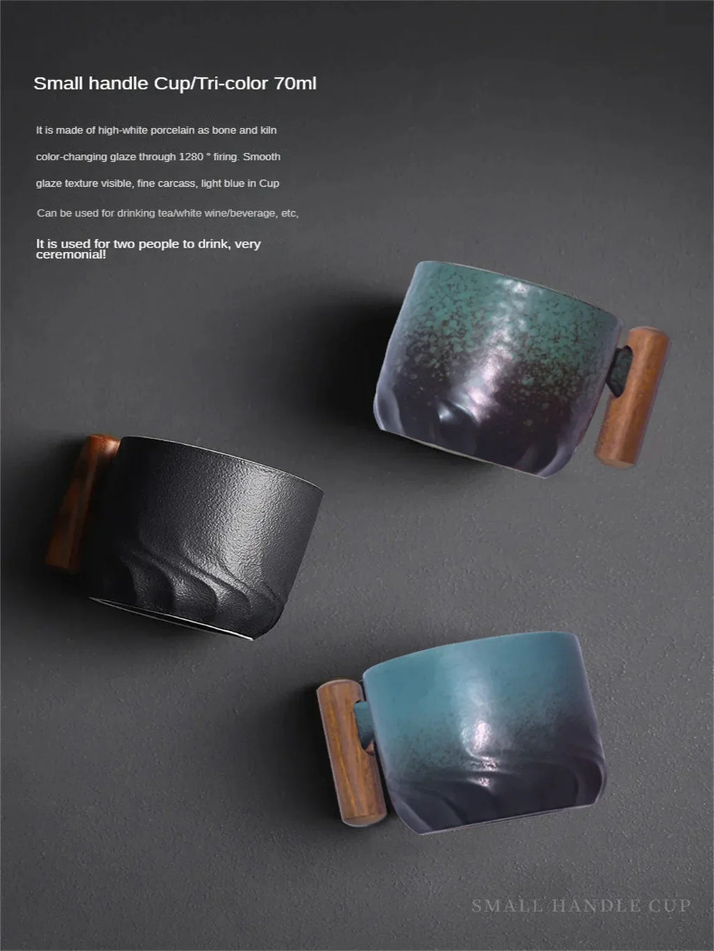 Tasses artisanales et raffinées, tasses vintage à anse en bois, mugs...