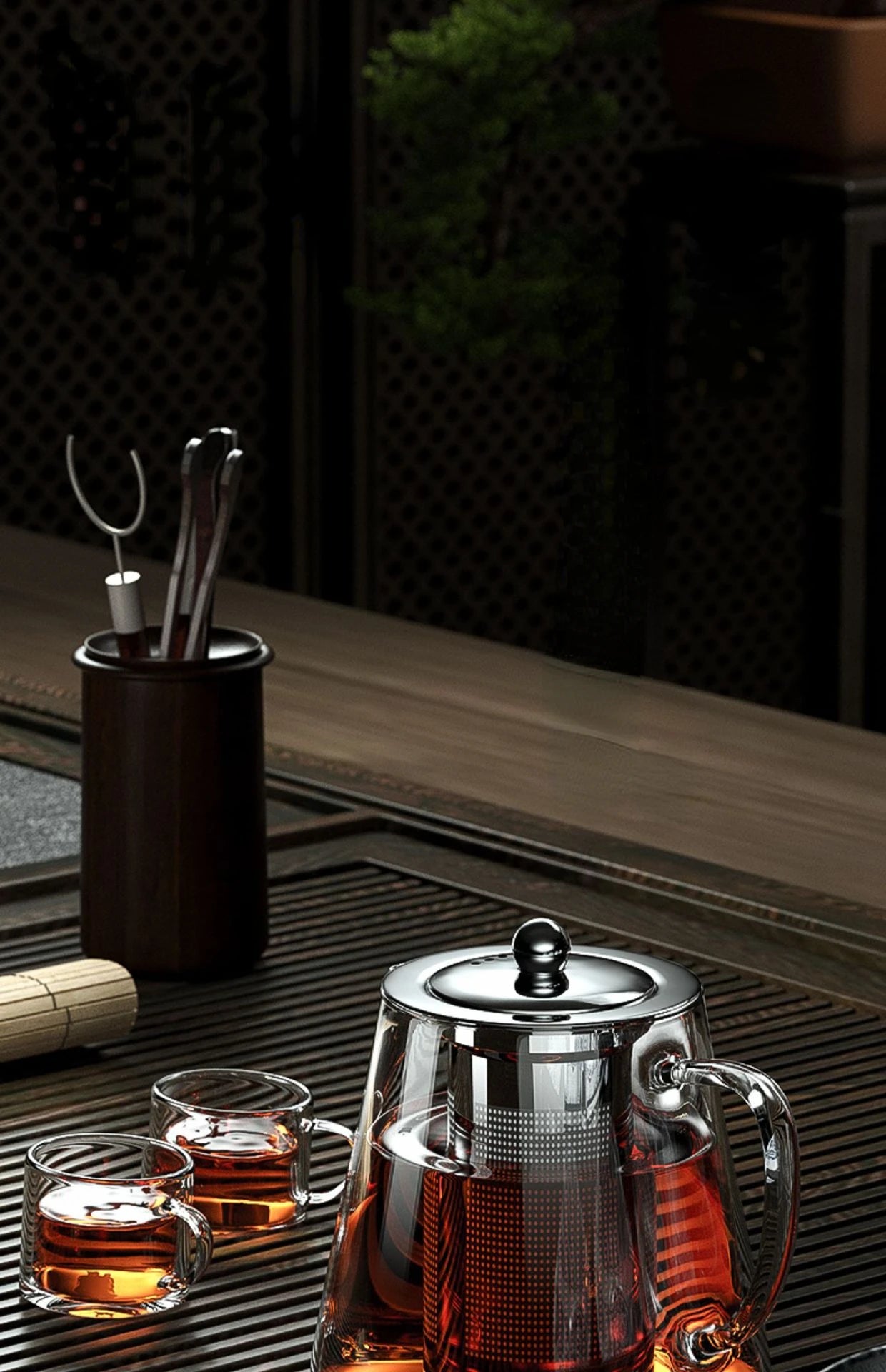 Théière en verre résistant à la chaleur avec infuseur à thé en acier inoxydable...