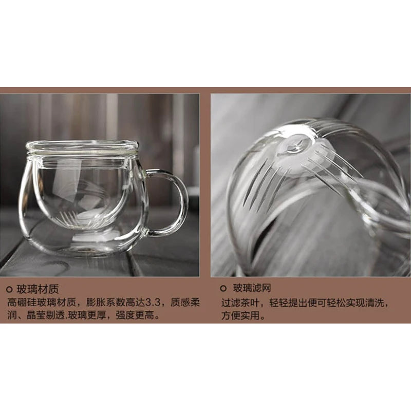 Tasse à thé en verre transparent avec couvercle, filtre infuseur, verrerie en Borosilicate pour votre infusion ThézenPro.