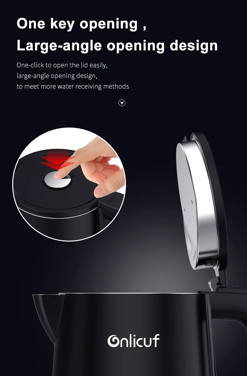 Bouilloire électrique intelligente Tuya 1,7 L (2025), avec isolation thermique, contrôle via smartphone et affichage, certifiée CE CB.