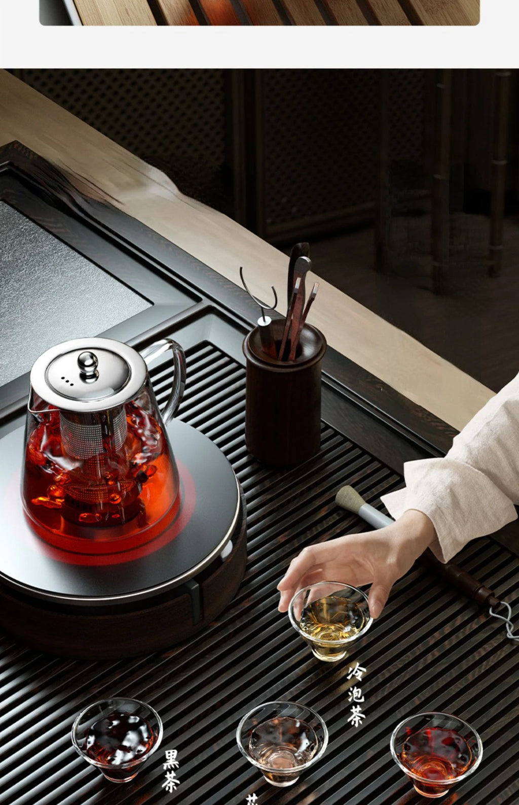 Théière en verre résistant à la chaleur avec infuseur à thé en acier inoxydable...