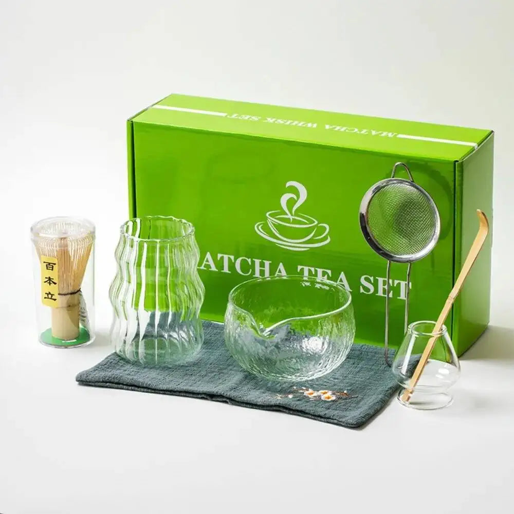 Set Matcha Japonais 7 Pièces | Bol en Verre Haute Résistance & Accessoires en Bambou Naturel - ThéZen Pro ThéZen Pro
