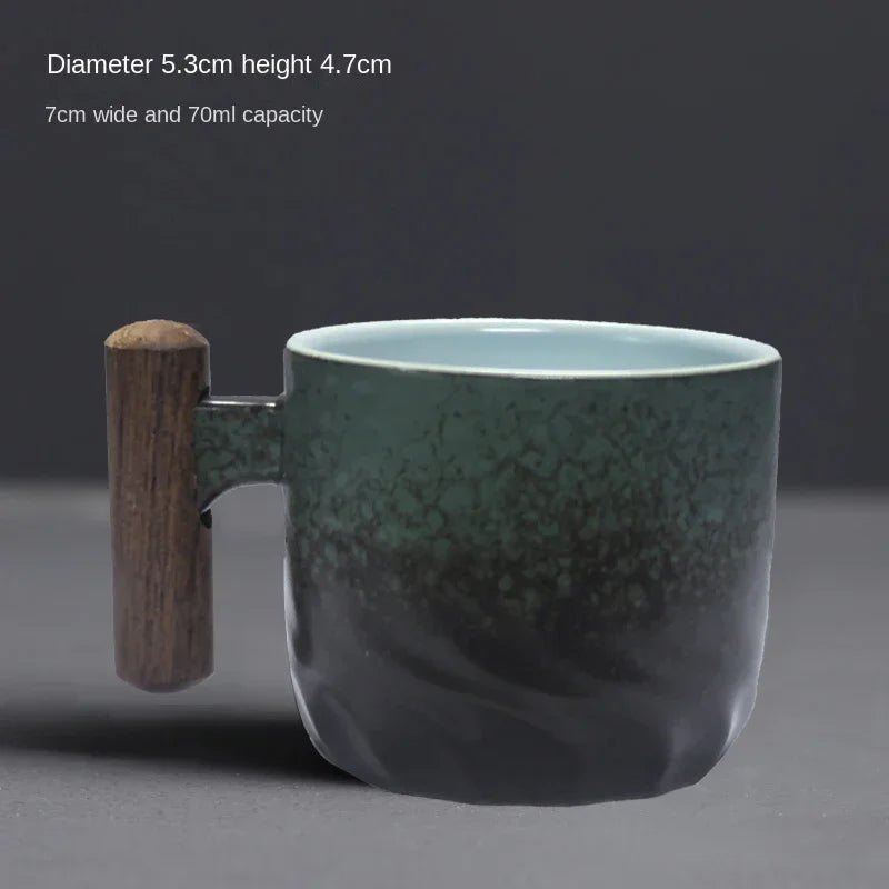 Tasses artisanales et raffinées, tasses vintage à anse en bois, mugs...