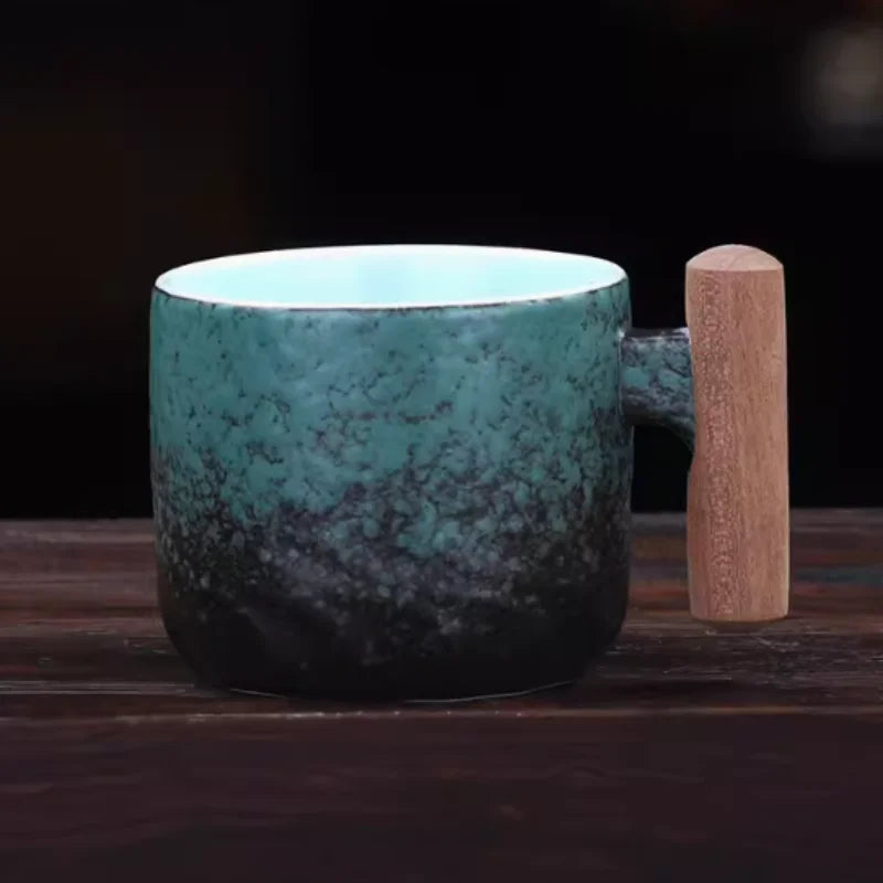 Tasses artisanales et raffinées, tasses vintage à anse en bois, mugs...