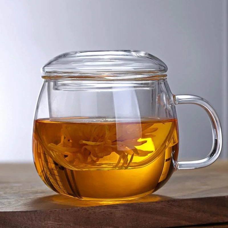 Tasse Thé 350ml Verre Borosilicate | Filtre Intégré Couvercle Anti-Fuite ThéZen-Pro