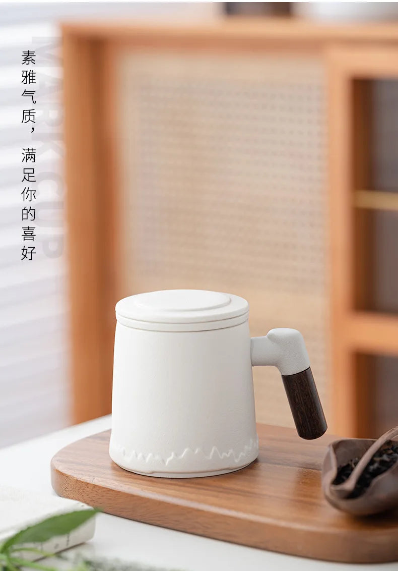 Tasse Thé Bureau 400ml Céramique | Filtre Anti-Taches Professionnel ThéZen-Pro