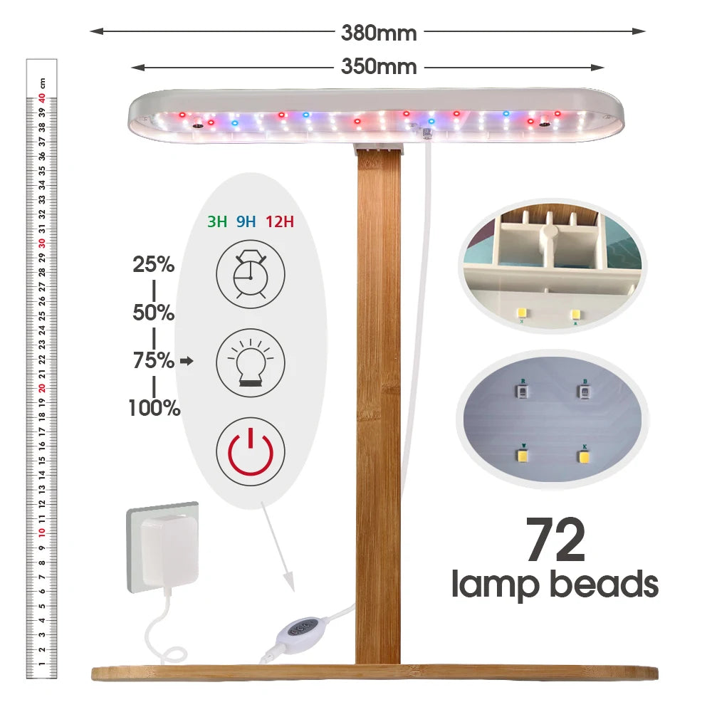 Lampe de Culture LED en Bambou | 4 Niveaux & Minuterie Auto - Croissance Accélérée - ThéZen Pro ThéZen Pro