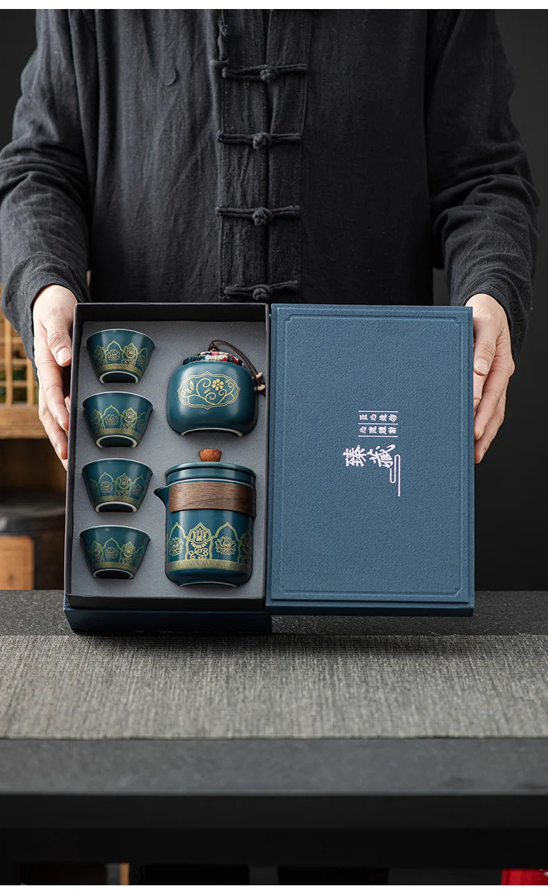 Service à Thé en Porcelaine Chinoise | Théière 600ml & 4 Tasses - Coffret Cadeau Luxe - ThéZen Pro ThéZen Pro