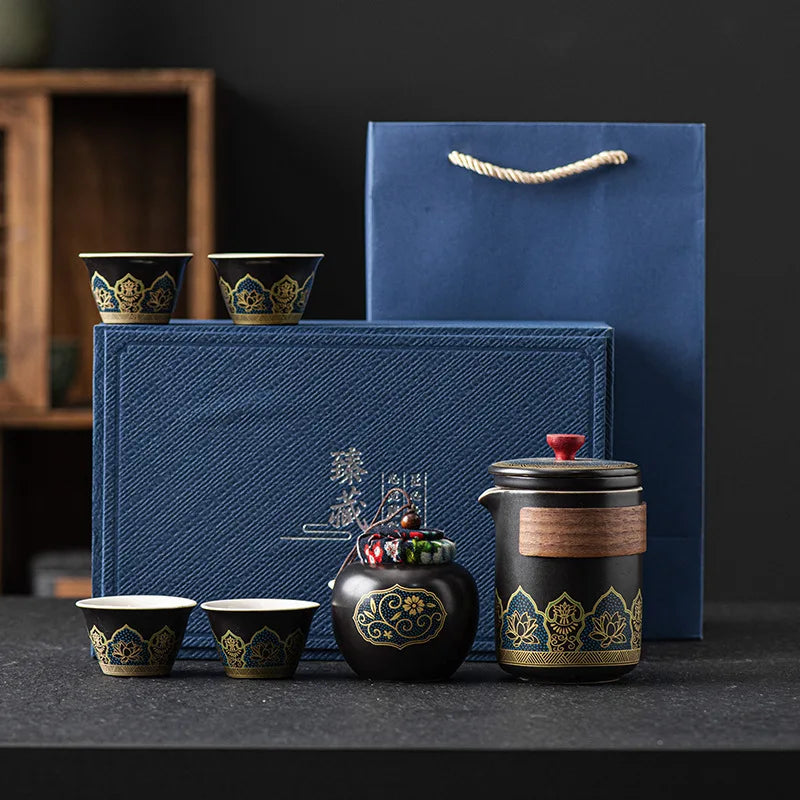Service à Thé en Porcelaine Chinoise | Théière 600ml & 4 Tasses - Coffret Cadeau Luxe - ThéZen Pro ThéZen Pro