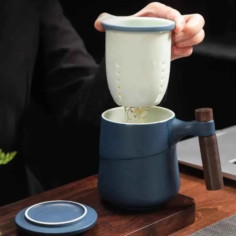 Tasse à Thé 350ml en Céramique | Filtre Intégré & Anse Ergonomique Antidérapante - ThéZen Pro